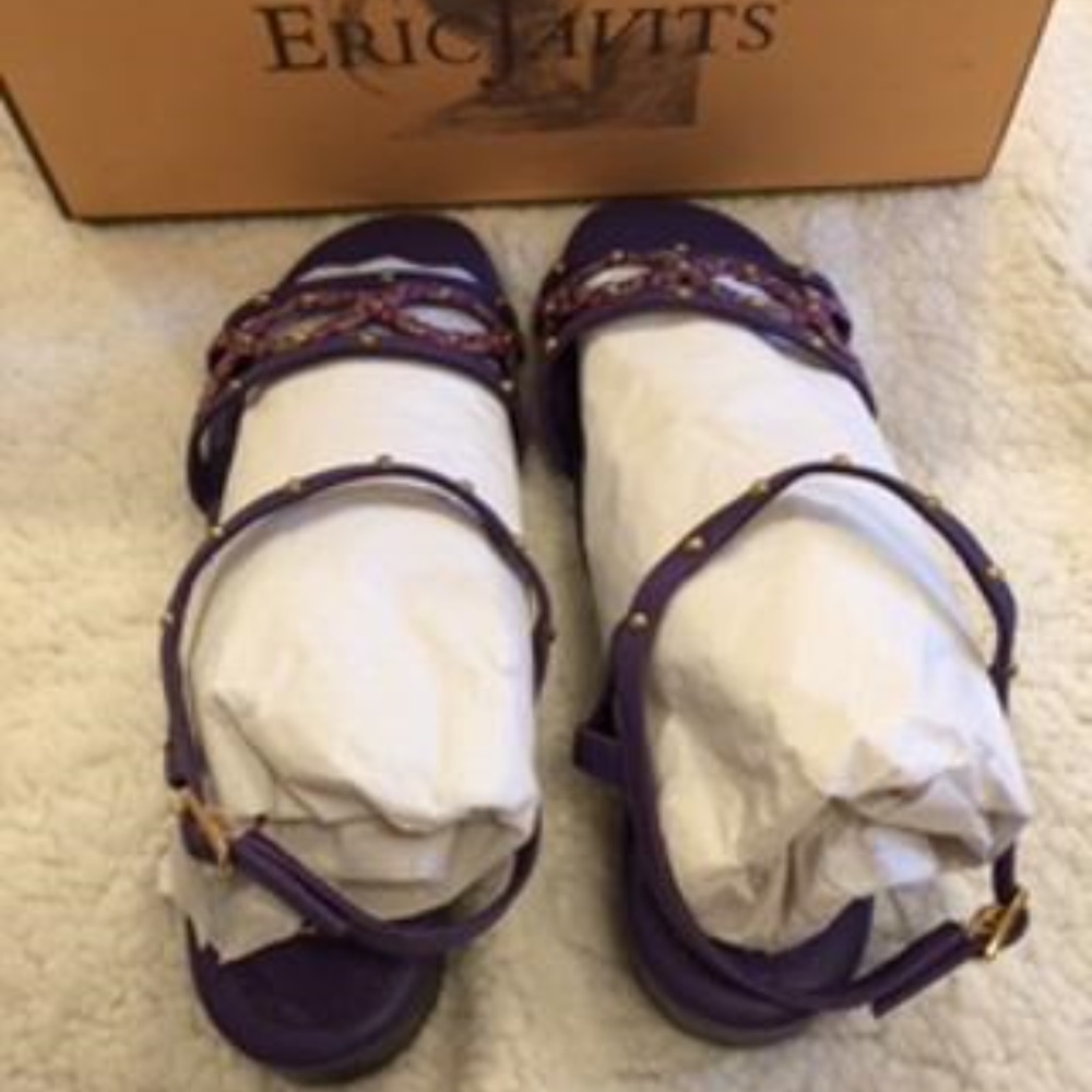 NIB ERIC JAVITS GIPSY BRD/VIOL SANDALS SIZE 8M - Picture 3 of 5